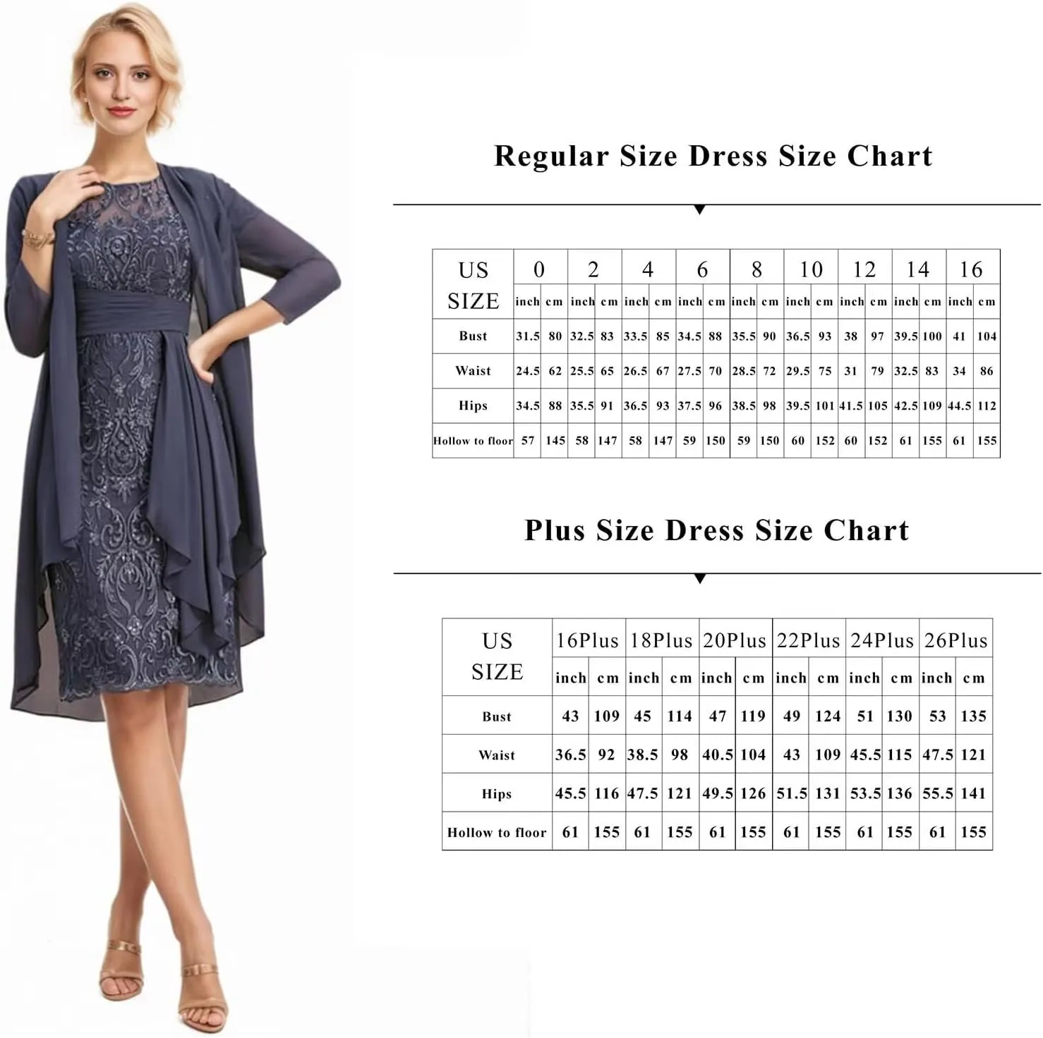 2 Pieces Mother of The Bride Dresses with Jacket Lace Chiffon Formal Wedding Guest Dress