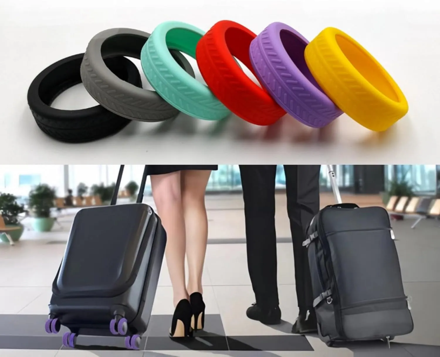 8Pcs Luggage Wheel Covers Silicone Suitcase Wheel Cover for 2-2.4'' Spinner Wheel Carry On Luggage Wheels Protector for Most 8 Spinner Wheel Suitcases Mute and Shock Absorption (purple)