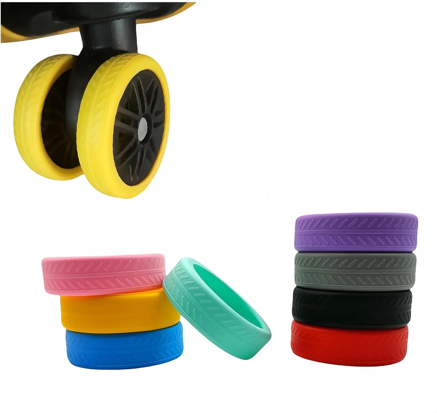 8Pcs Luggage Wheel Covers Silicone Suitcase Wheel Cover for 2-2.4'' Spinner Wheel Carry On Luggage Wheels Protector for Most 8 Spinner Wheel Suitcases Mute and Shock Absorption (purple)