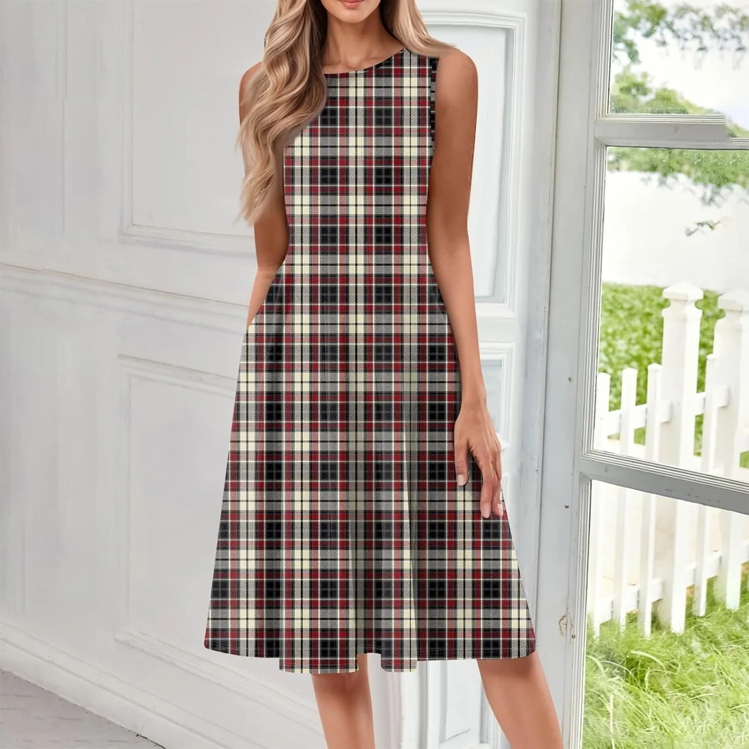 ADHOWBEW Easter Dresses for Women 2025 Casual Flowy Sexy Plus Size Sleeveless Vacation Tropical Dresses
