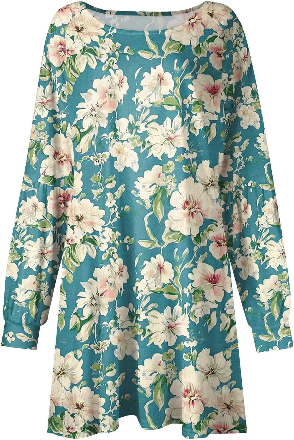 ADHOWBEW Summer Dresses for Women 2025 Long Sleeve Trendy Plus Size Sexy Casual Round Neck Midi Dresses