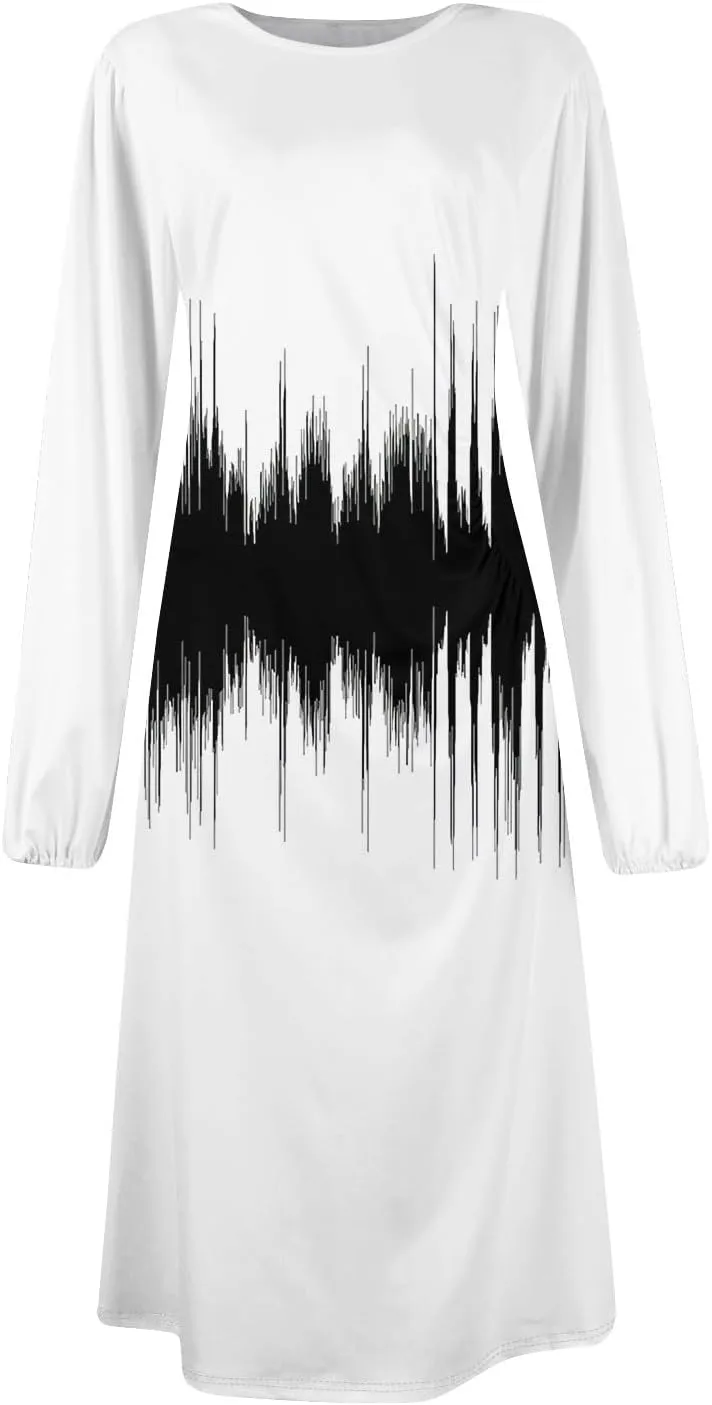 ADHOWBEW Summer Dresses for Women Plus Size Casual Long Sleeve Round Neck Trendy 2025 Sexy Flowy Dress