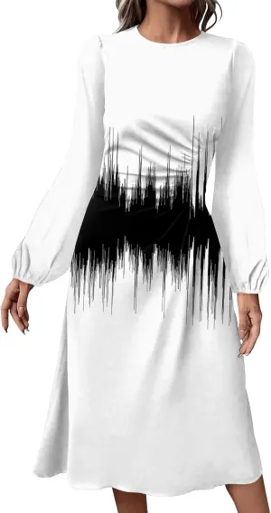 ADHOWBEW Summer Dresses for Women Plus Size Casual Long Sleeve Round Neck Trendy 2025 Sexy Flowy Dress