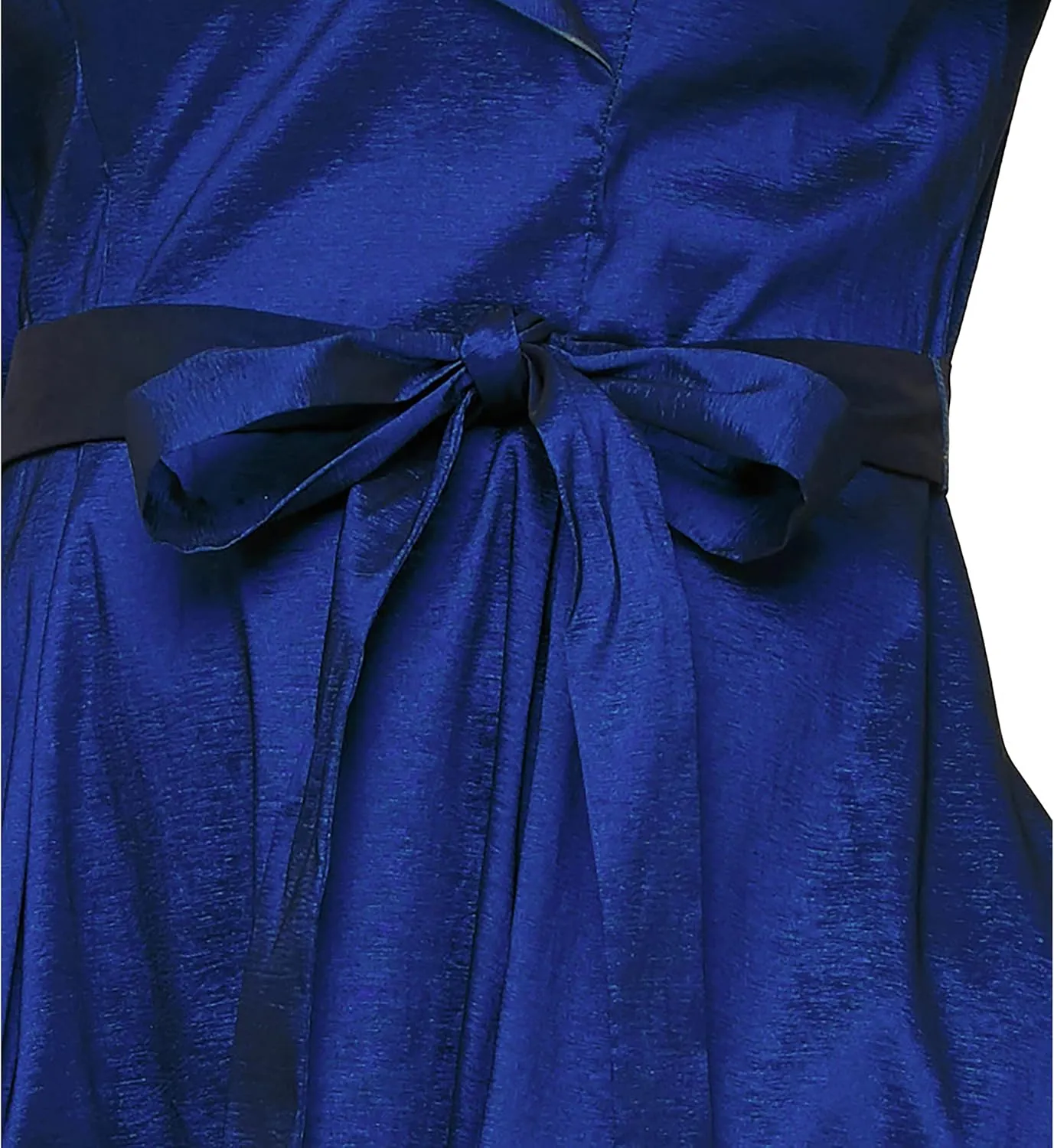 Alex Evenings Women's Portrait Collar Dress with Full Skirt, Pockets, and Tie Belt