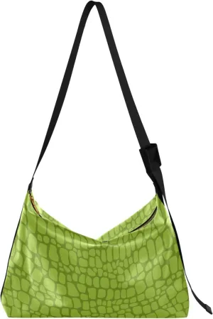 Alligator Skin Texture Crocodile Leather Hobo Purses for Women Large Womens Purse Leaf Animal Print Shoulder Handbag