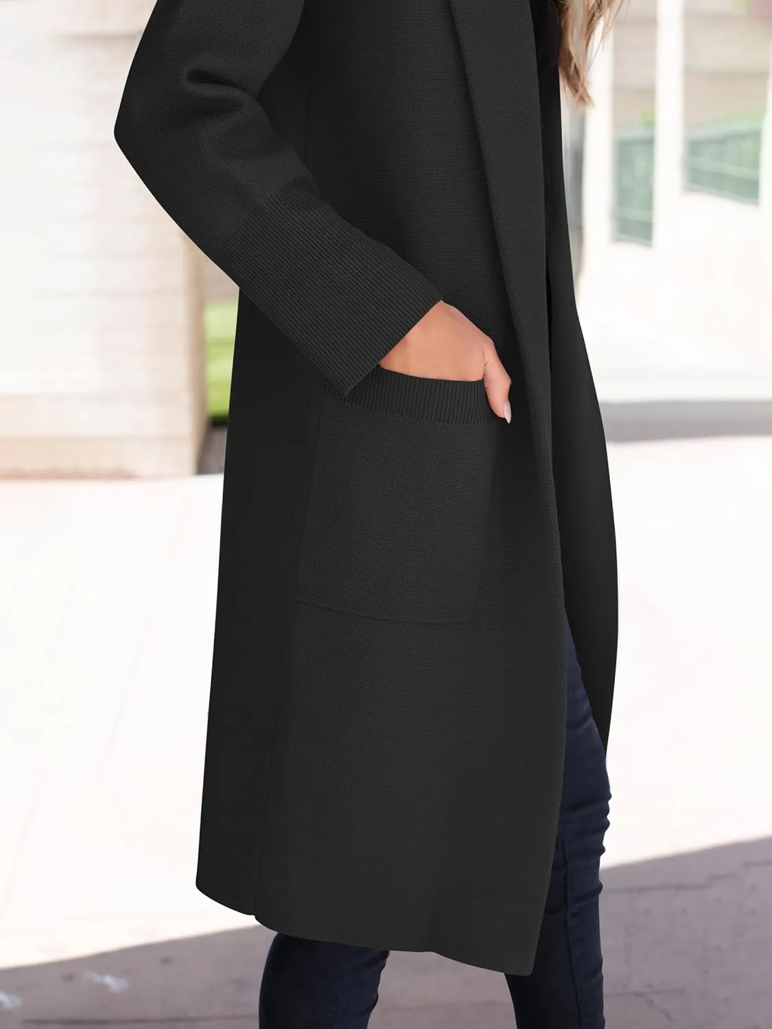 ANRABESS Women Cardigan Sweater Jackets Open Front Thick Knit Oversized Blazer Coatigan 2025 Fall Winter Long Coats Outwear