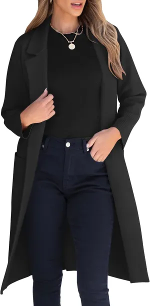 ANRABESS Women Cardigan Sweater Jackets Open Front Thick Knit Oversized Blazer Coatigan 2025 Fall Winter Long Coats Outwear
