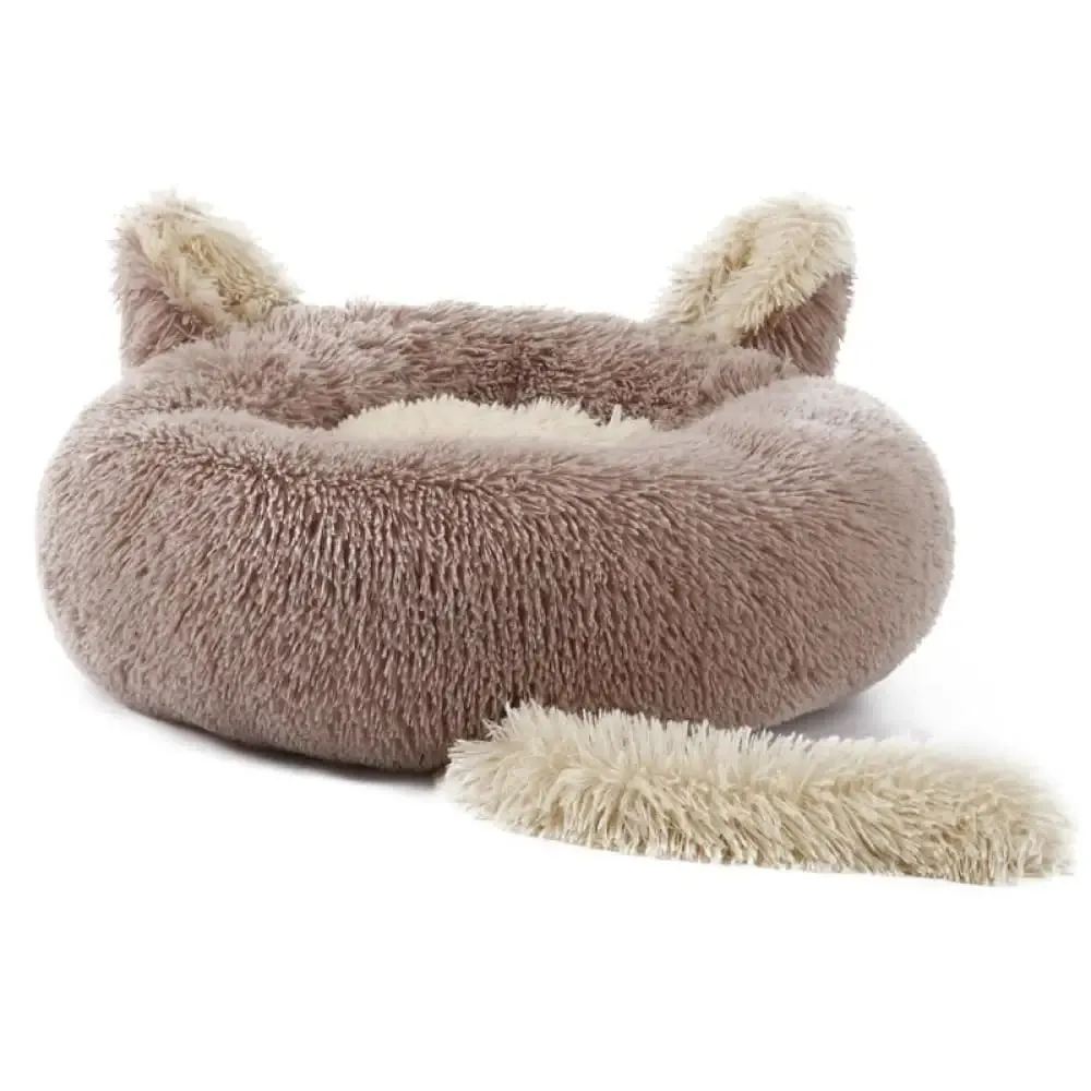Anti Anxiety Fluffy Washable Calming Round Donut Pet Bed for Small, Medium Dogs