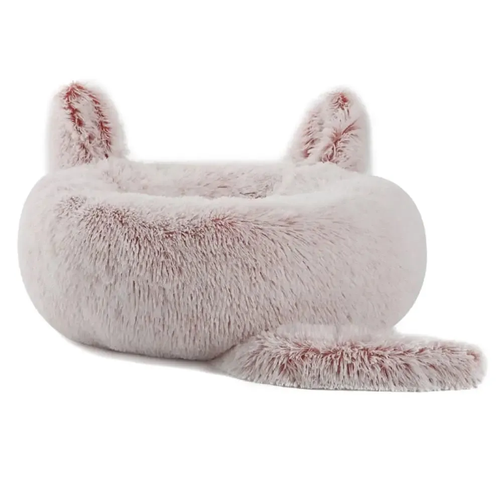Anti Anxiety Fluffy Washable Calming Round Donut Pet Bed for Small, Medium Dogs