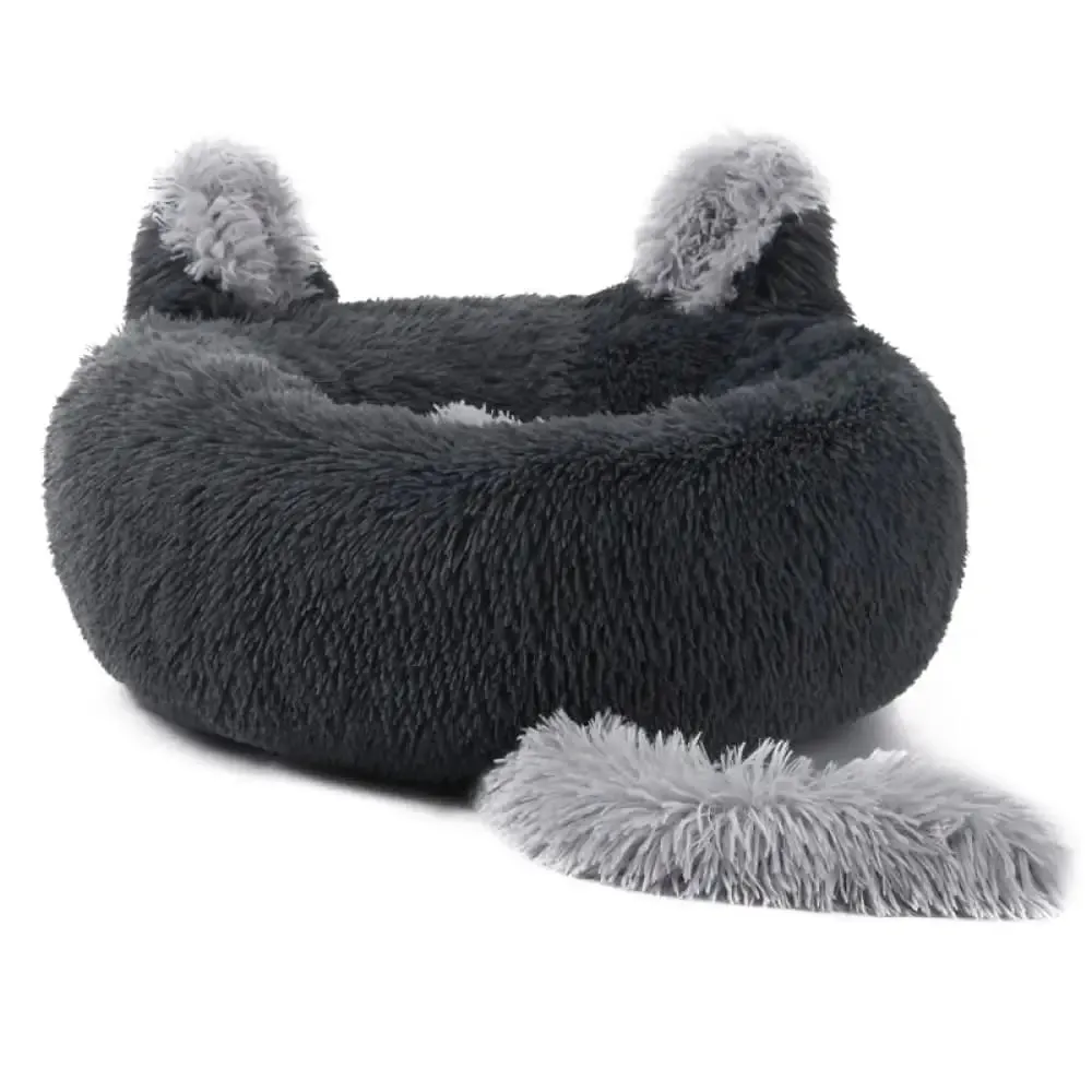 Anti Anxiety Fluffy Washable Calming Round Donut Pet Bed for Small, Medium Dogs