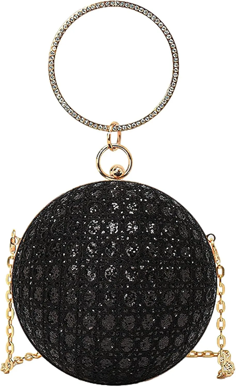 ANUFER Women's Sparkly Ball Shaped Evening Bag Rhinestones Sequins Clutch Bag