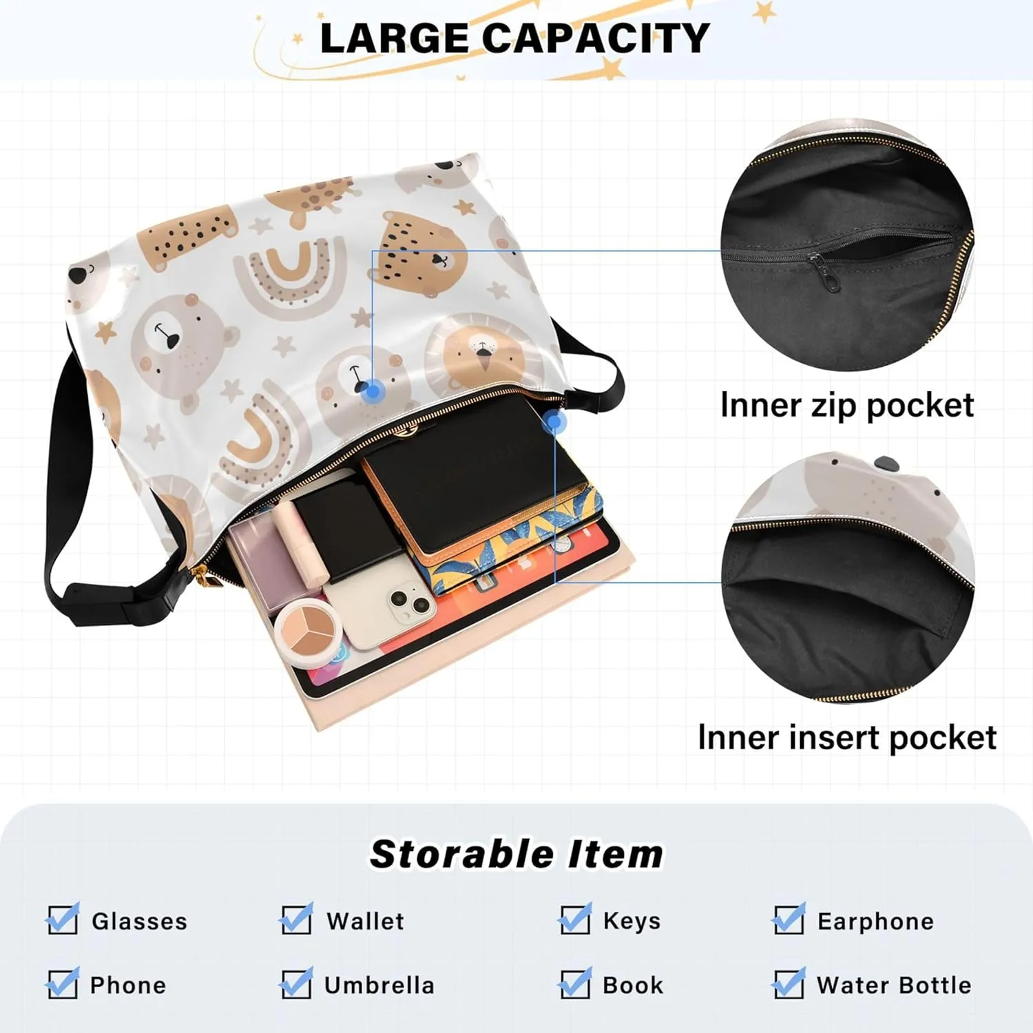 Artistic Line Cute Seagull Bird PU Leather Shoulder Bag Hobo Leather Purse Cute Animal Print Womens Hobo Handbags