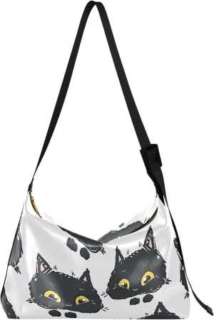 Artistic Line Cute Seagull Bird PU Leather Shoulder Bag Hobo Leather Purse Cute Animal Print Womens Hobo Handbags