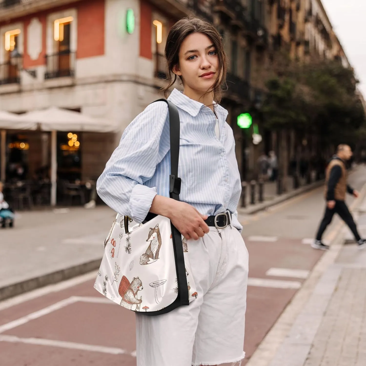 Artistic Line Cute Seagull Bird PU Leather Shoulder Bag Hobo Leather Purse Cute Animal Print Womens Hobo Handbags