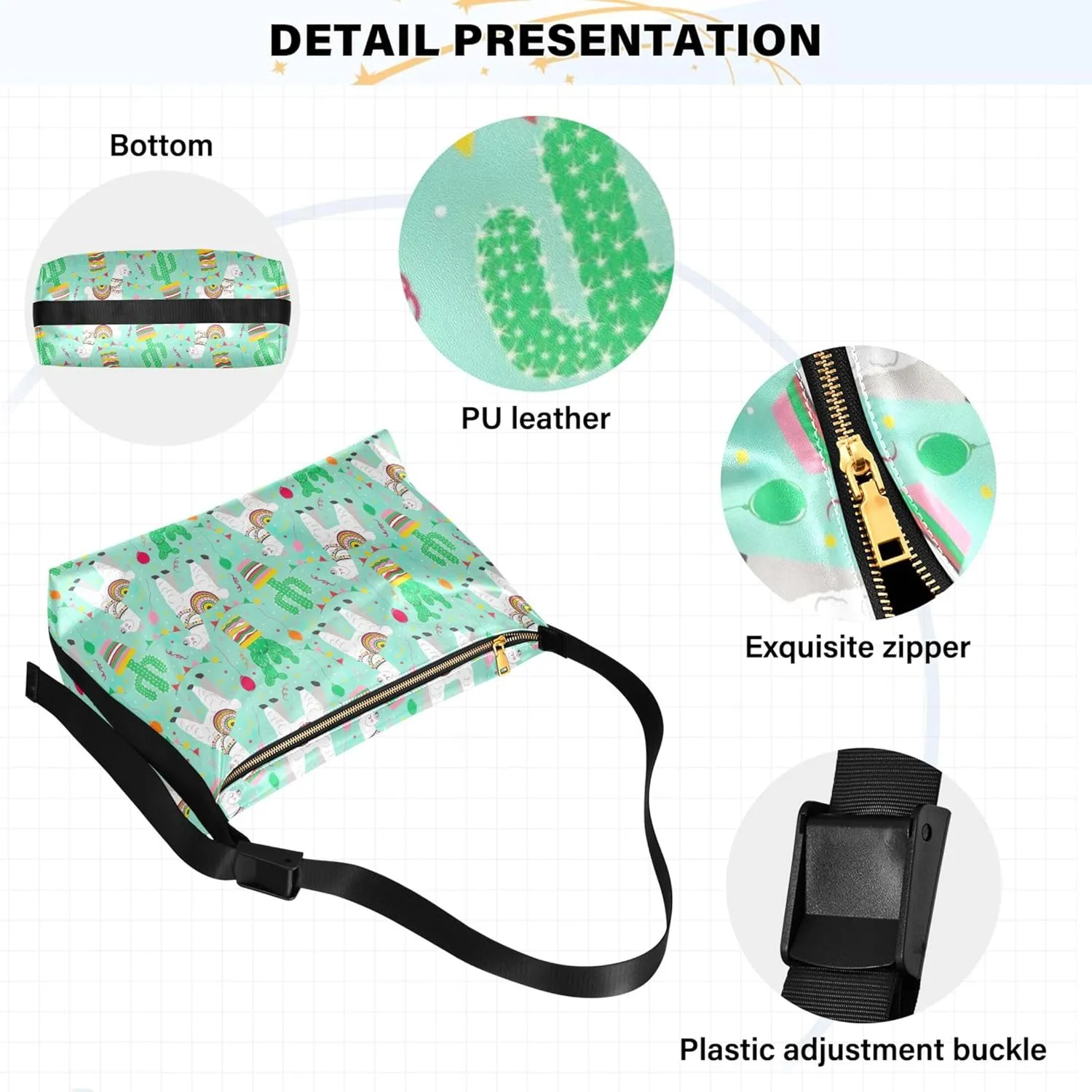 Artistic Line Cute Seagull Bird PU Leather Shoulder Bag Hobo Leather Purse Cute Animal Print Womens Hobo Handbags
