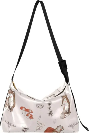 Artistic Line Cute Seagull Bird PU Leather Shoulder Bag Hobo Leather Purse Cute Animal Print Womens Hobo Handbags