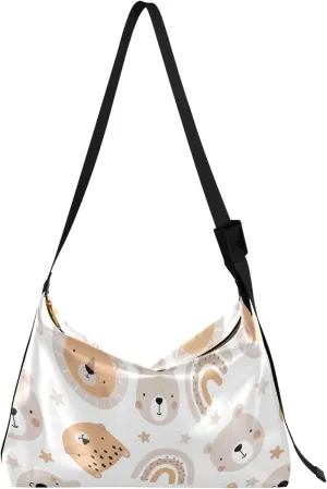Artistic Line Cute Seagull Bird PU Leather Shoulder Bag Hobo Leather Purse Cute Animal Print Womens Hobo Handbags