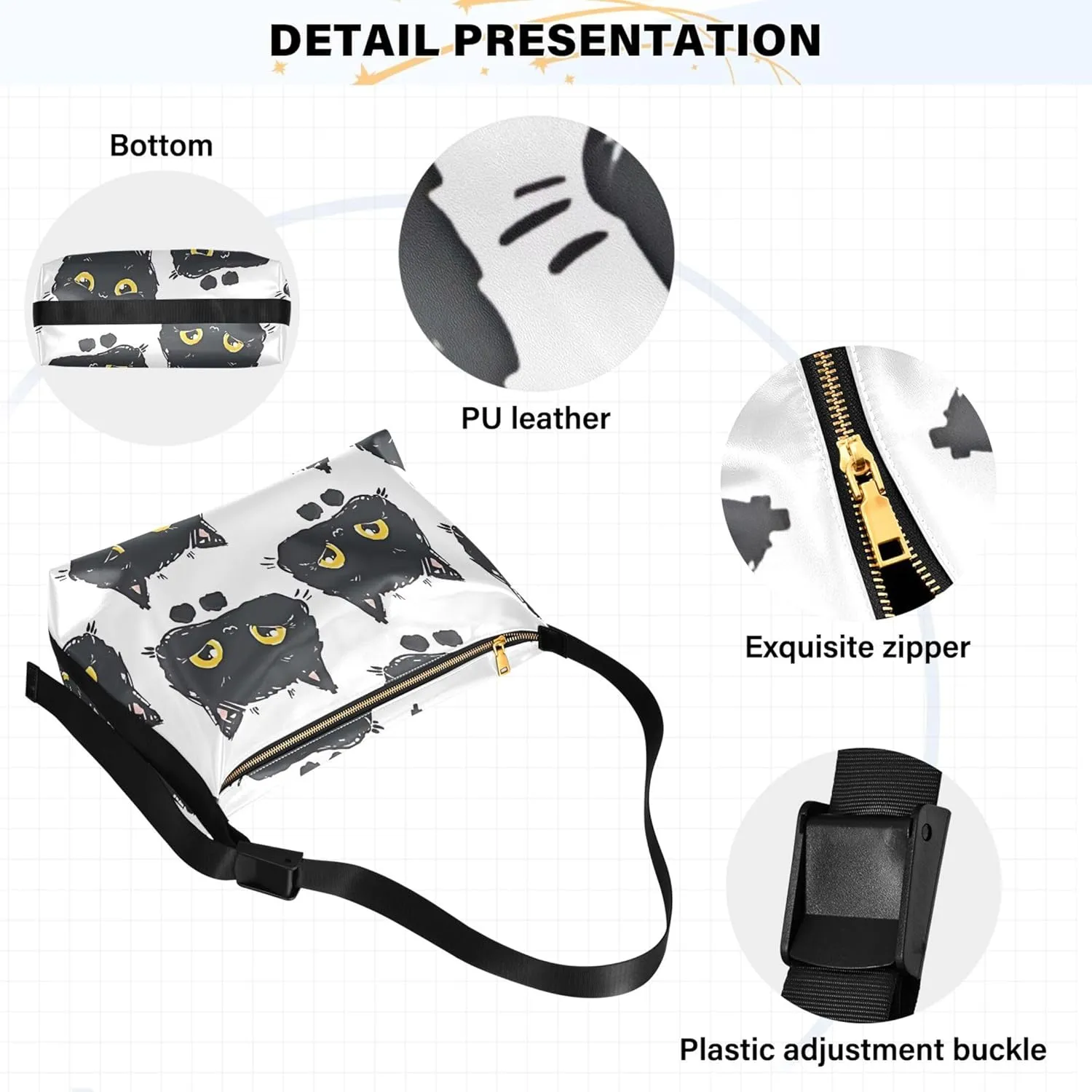 Artistic Line Cute Seagull Bird PU Leather Shoulder Bag Hobo Leather Purse Cute Animal Print Womens Hobo Handbags