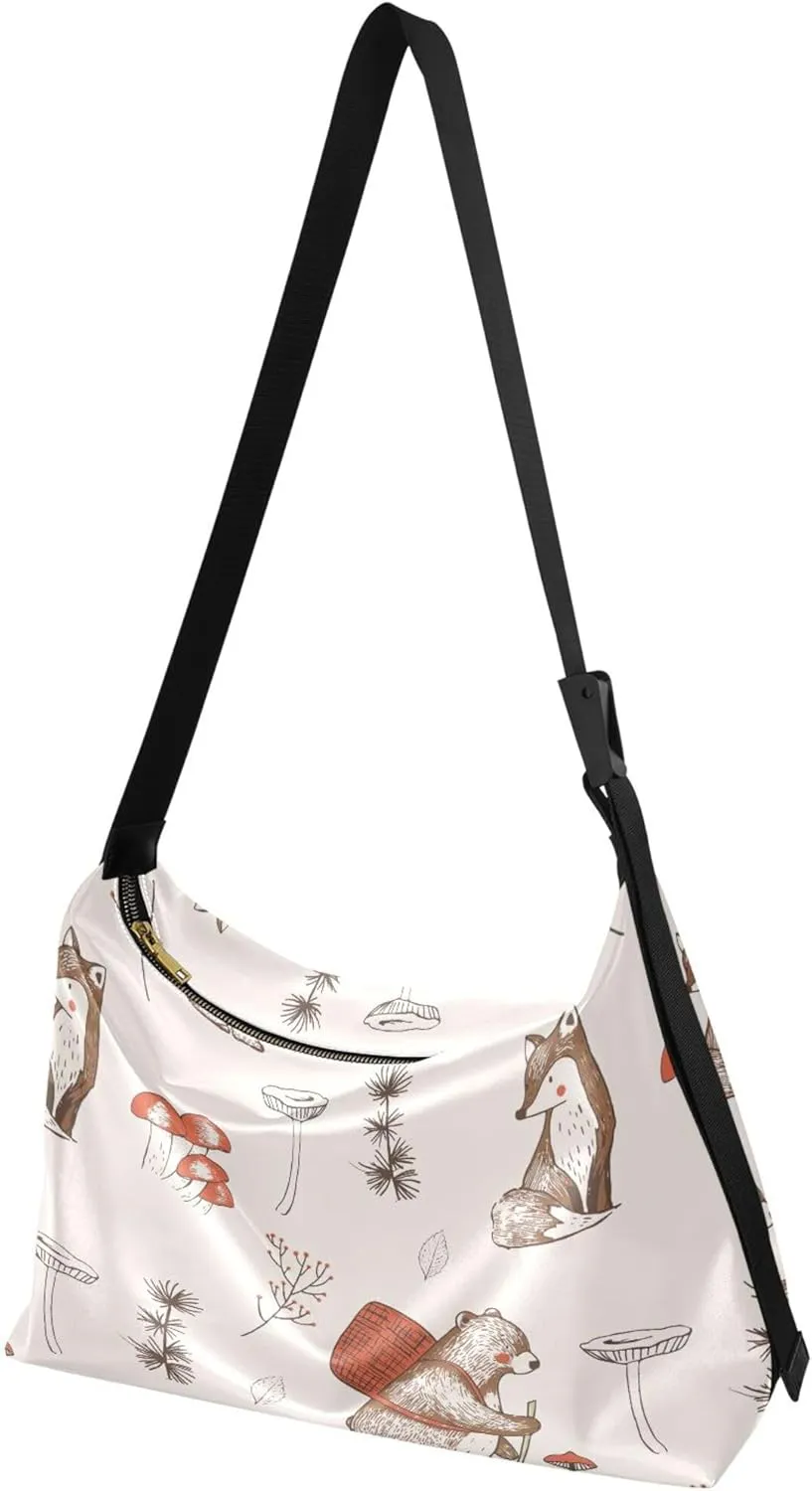 Artistic Line Cute Seagull Bird PU Leather Shoulder Bag Hobo Leather Purse Cute Animal Print Womens Hobo Handbags
