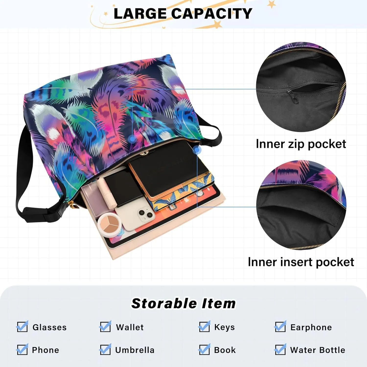 Artistic Line Cute Seagull Bird PU Leather Shoulder Bag Hobo Leather Purse Cute Animal Print Womens Hobo Handbags