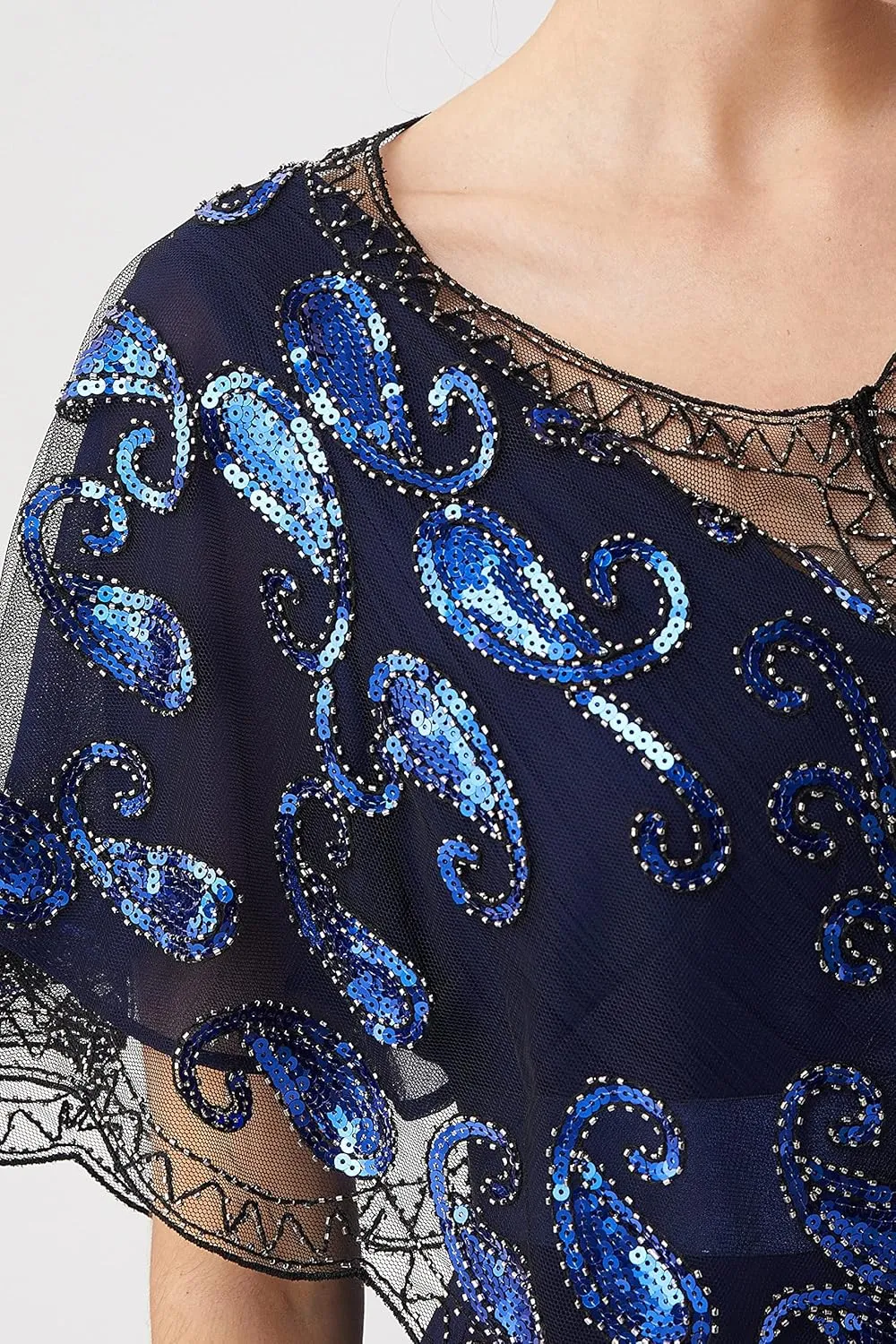 BABEYOND 1920s Shawl Wraps Sequin Beaded Evening Cape Bridal Shawl Bolero Flapper Cover Up