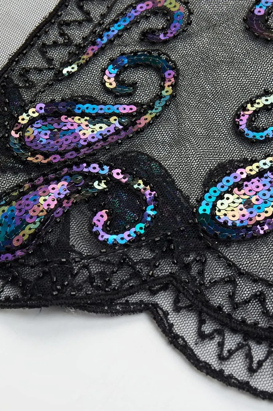 BABEYOND 1920s Shawl Wraps Sequin Beaded Evening Cape Bridal Shawl Bolero Flapper Cover Up