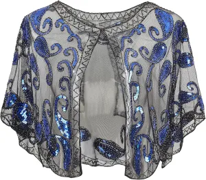 BABEYOND 1920s Shawl Wraps Sequin Beaded Evening Cape Bridal Shawl Bolero Flapper Cover Up