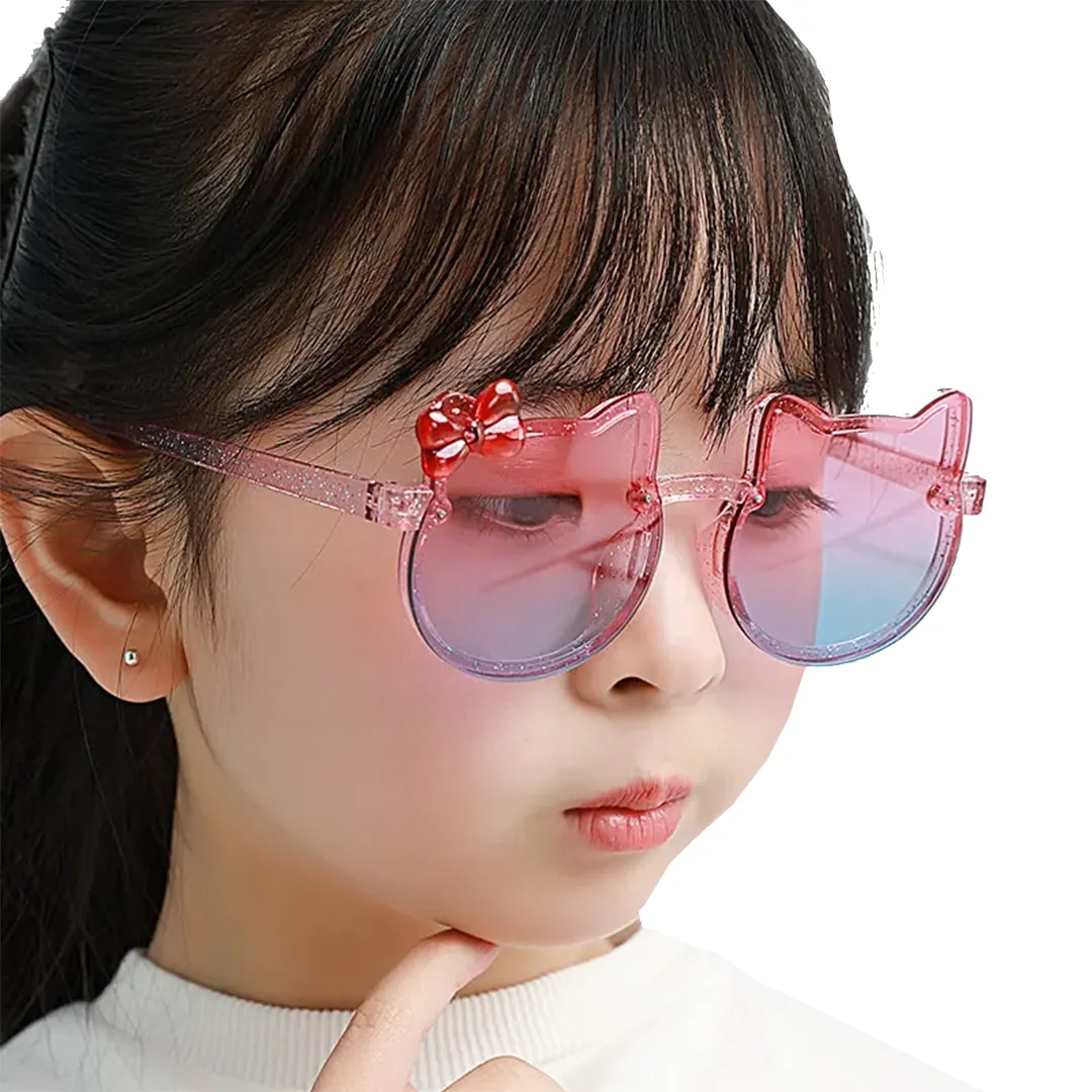 Babymoon Baby Boys Girls Cat Style Unisex Kids Sunglasses with Case | Baby Return Gift Set | Blue-Pink