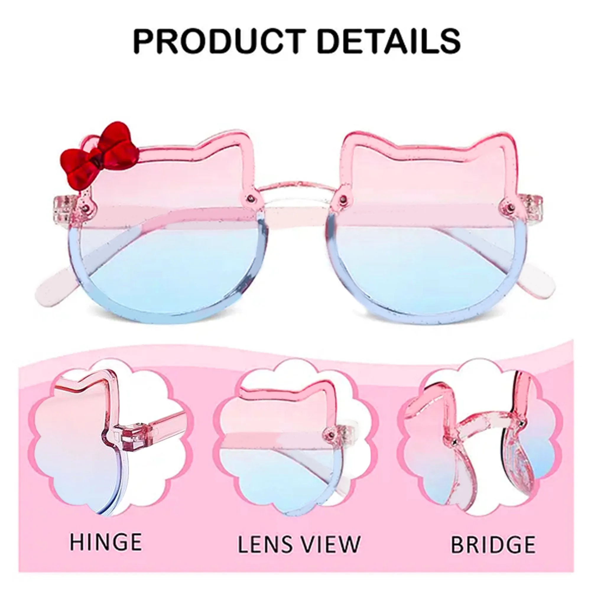 Babymoon Baby Boys Girls Cat Style Unisex Kids Sunglasses with Case | Baby Return Gift Set | Blue-Pink