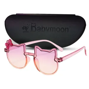 Babymoon Baby Boys Girls Cat Style Unisex Kids Sunglasses with Case | Baby Return Gift Set | Pink-Purple