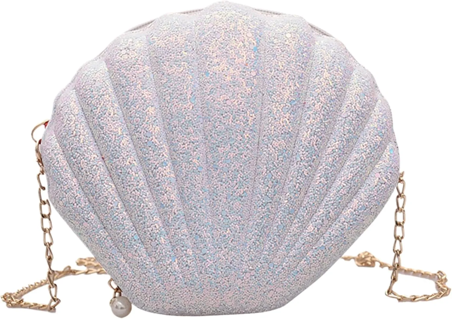 Bag Women Glitter Evening Bag with Detachable Golden Metal Chain Shell-Shape Clutch Bag Shiny Handbag Shoulder Bag Lady Handbag for Evening Party Shopping Daily Use