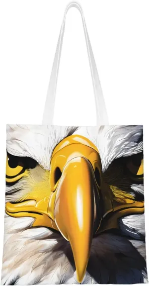 (Bald Eagle) Reusable Canvas Tote Bag For Women Lightweight Handbag Shopping Bag Stylish Shoulder Bag