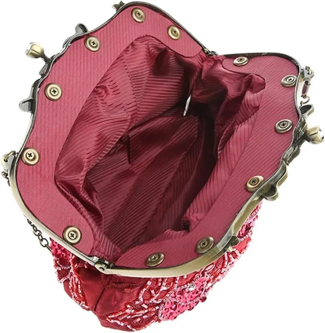 Beaded Clutch Beaded Evening Bag Retro Embroidery Bags Luxury Purses and Handbags Bead Bag Sequins Clutch Purse Chains Shoulder Evening Bag(Champagne)