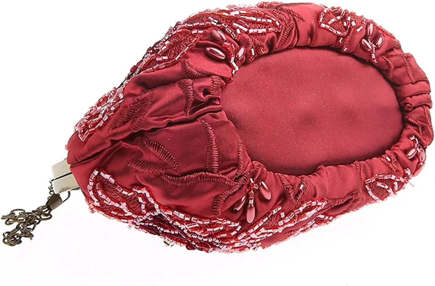 Beaded Clutch Beaded Evening Bag Retro Embroidery Bags Luxury Purses and Handbags Bead Bag Sequins Clutch Purse Chains Shoulder Evening Bag(Champagne)