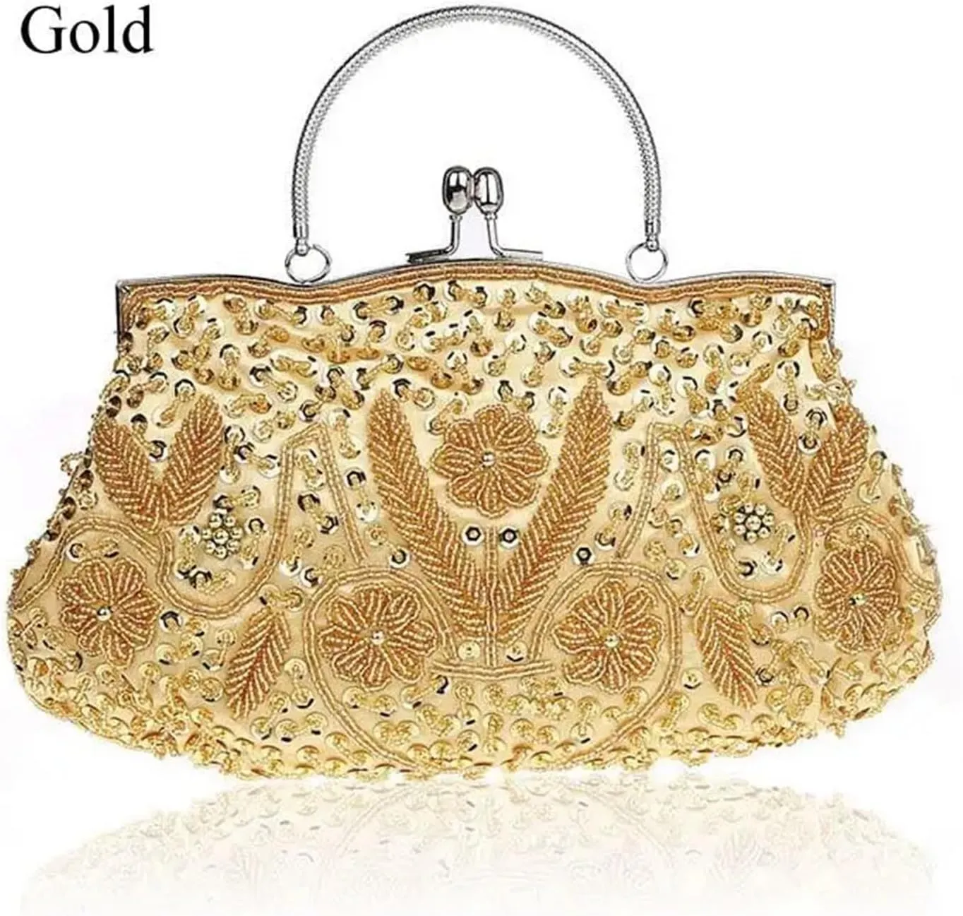 Beaded Clutch Women Clutch Bags Beads Evening Exquisite Ladies Beaded Embroidered Wedding Party Bridal Handbag(Coffee)