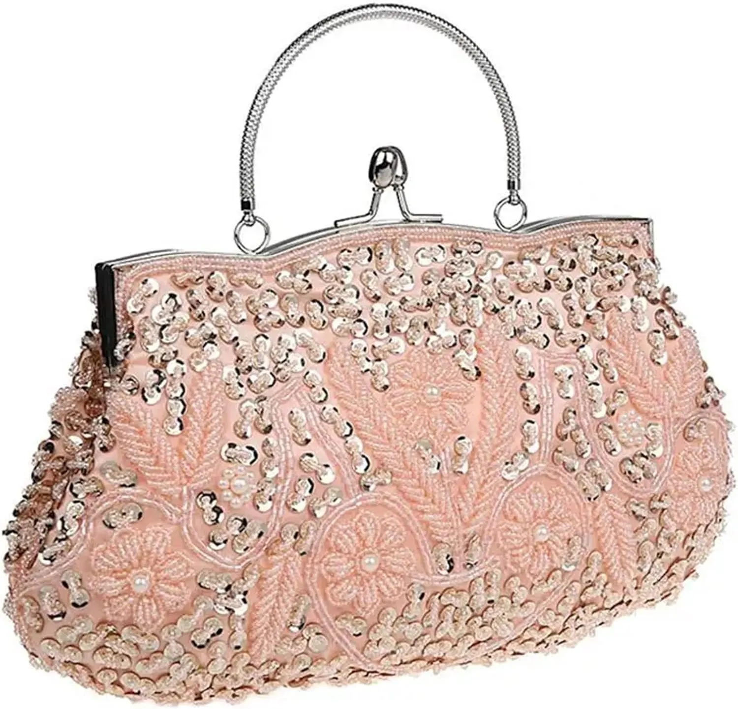 Beaded Clutch Women Clutch Bags Beads Evening Exquisite Ladies Beaded Embroidered Wedding Party Bridal Handbag(Coffee)