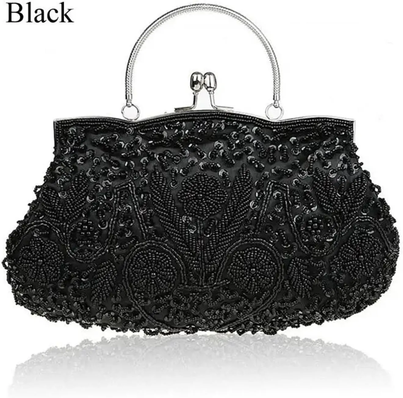 Beaded Clutch Women Clutch Bags Beads Evening Exquisite Ladies Beaded Embroidered Wedding Party Bridal Handbag(Coffee)