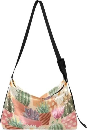 Beautiful Succulent Potted Plants PU Leather Western Purse Hobo Cross Body Men Bag Luxury Leaf Women Hobo Handbags