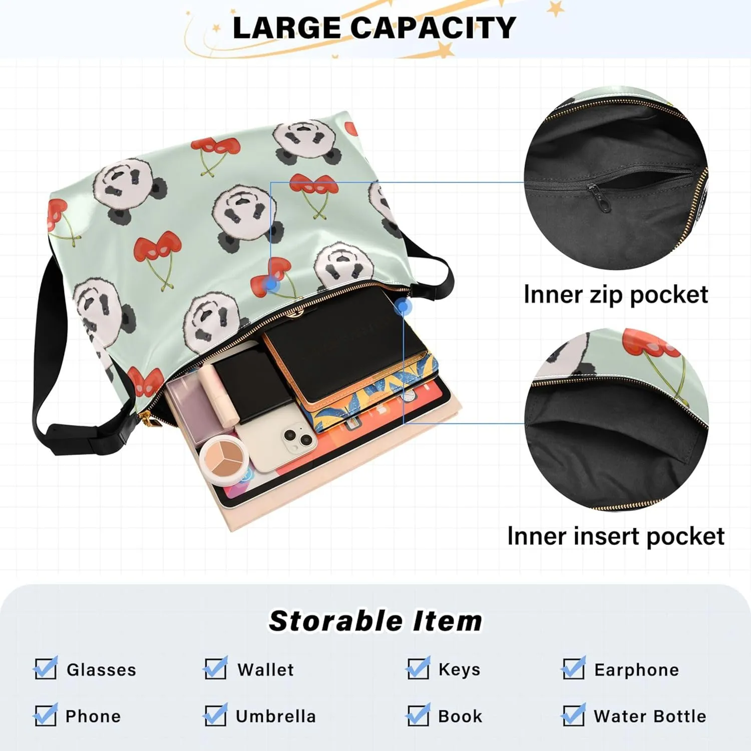 Blue Sloth Planet Leather Hobo Purses for Women Large Crossbody Purse Stylish Animal Print Crossbody Hobo Purse