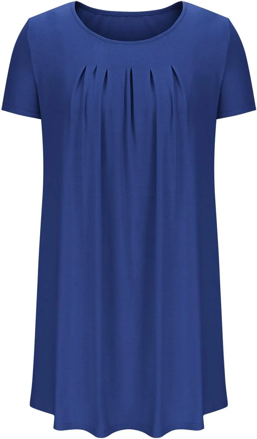 Borniu Women's Summer Casual T Shirt Dresses Short Sleeve Swing Dress with Pocket Fashion Casual Beach Vacation Mini Dresses
