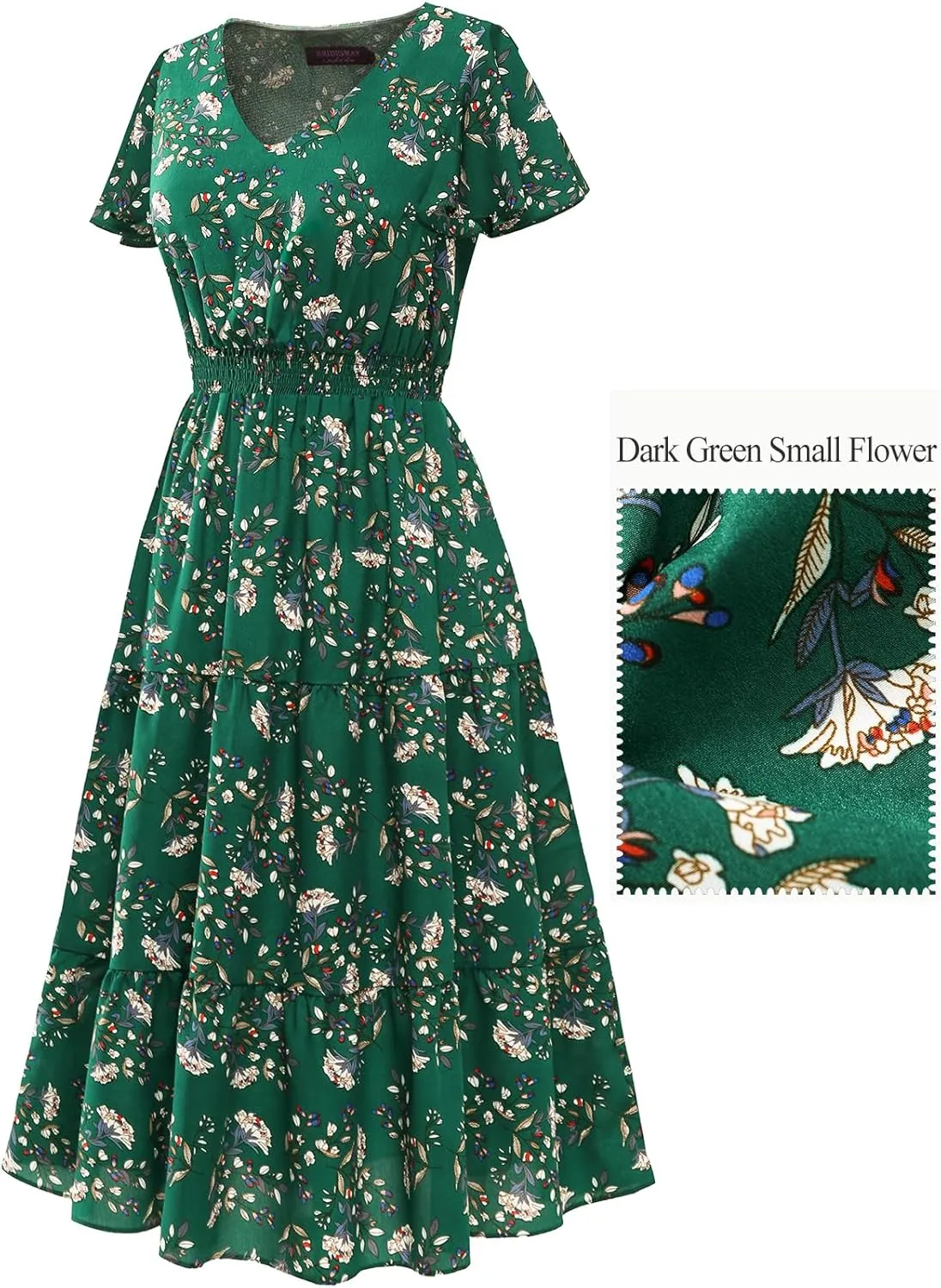 Bridesmay Casual Summer Dresses for Women with Sleeves Flowy Boho Floral Dress Midi Length 2025