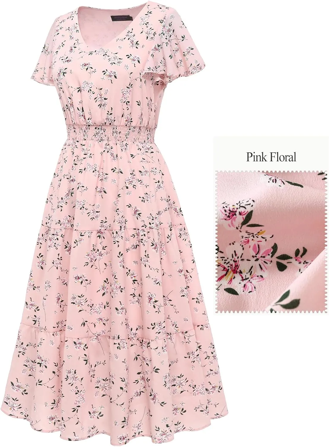 Bridesmay Casual Summer Dresses for Women with Sleeves Flowy Boho Floral Dress Midi Length 2025