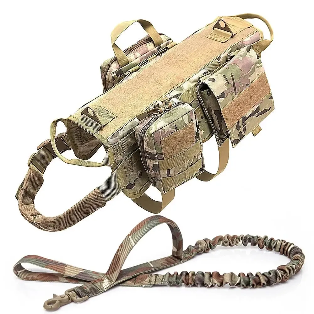Camouflage Big Dog Harness Pet German Shepherd K9 Malinois Training Vest Tactical Dog Harness and Leash Set for Dogs
