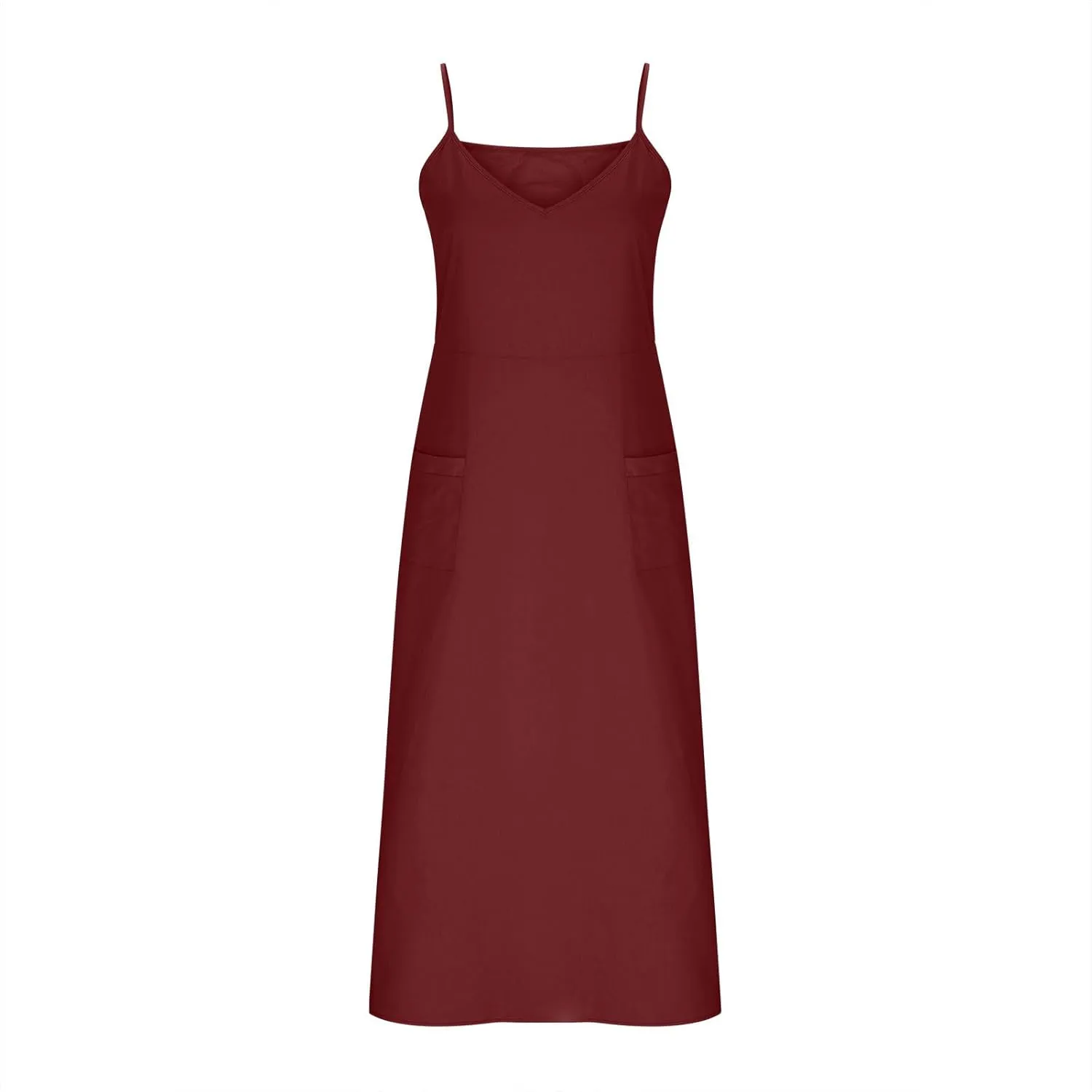 Casual Dresses for Women Flowy Casual Cami Dress Beach Vacation Sleeveless Long Sundresses with Pockets