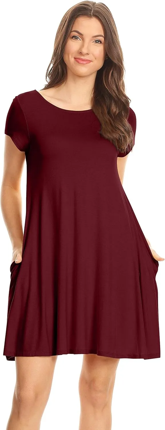 Casual T Shirt Dress for Women Flowy Tunic Dress with Pockets Reg and Plus Size