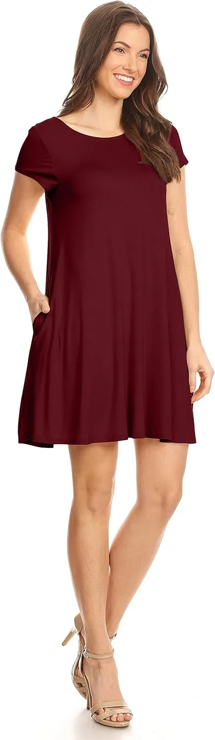 Casual T Shirt Dress for Women Flowy Tunic Dress with Pockets Reg and Plus Size