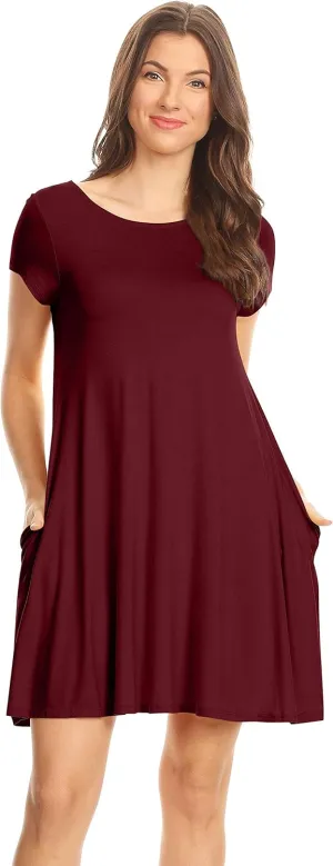 Casual T Shirt Dress for Women Flowy Tunic Dress with Pockets Reg and Plus Size