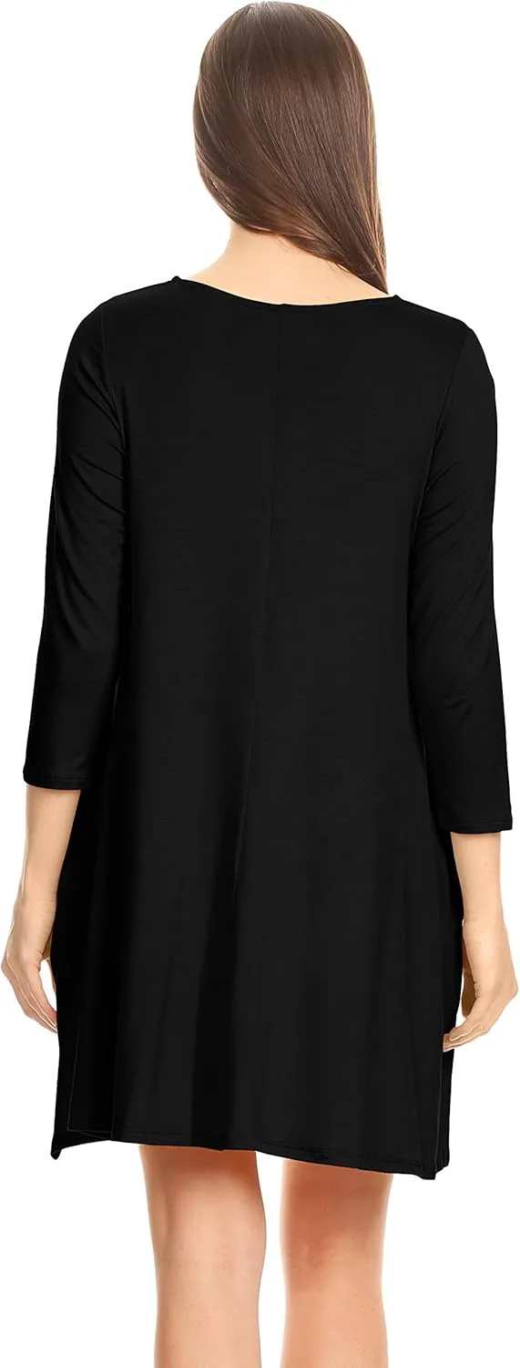Casual T Shirt Dress for Women Flowy Tunic Dress with Pockets Reg and Plus Size