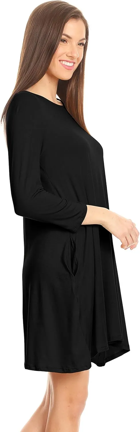 Casual T Shirt Dress for Women Flowy Tunic Dress with Pockets Reg and Plus Size