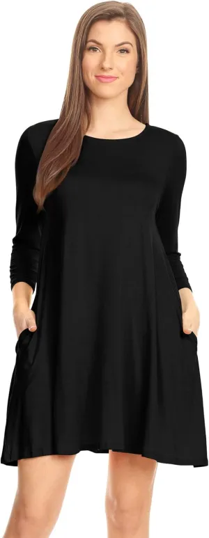 Casual T Shirt Dress for Women Flowy Tunic Dress with Pockets Reg and Plus Size